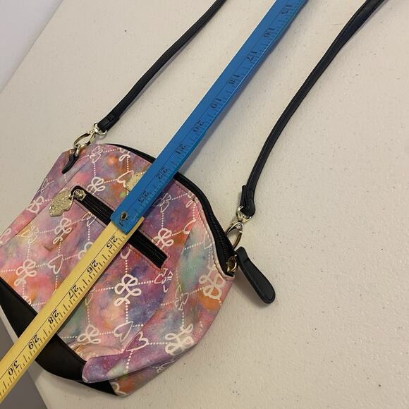 Luv Betsy By Betsey Johnson Crossbody Purse Black Purple Logo Faux Leather - Picture 4 of 6